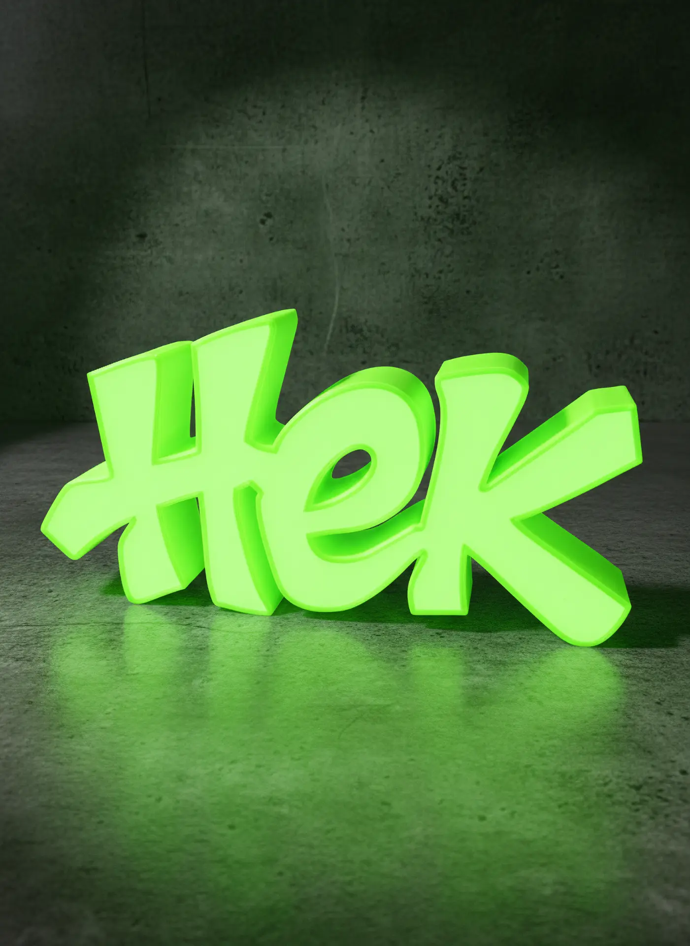 Versione illuminata della scritta #Hek74
