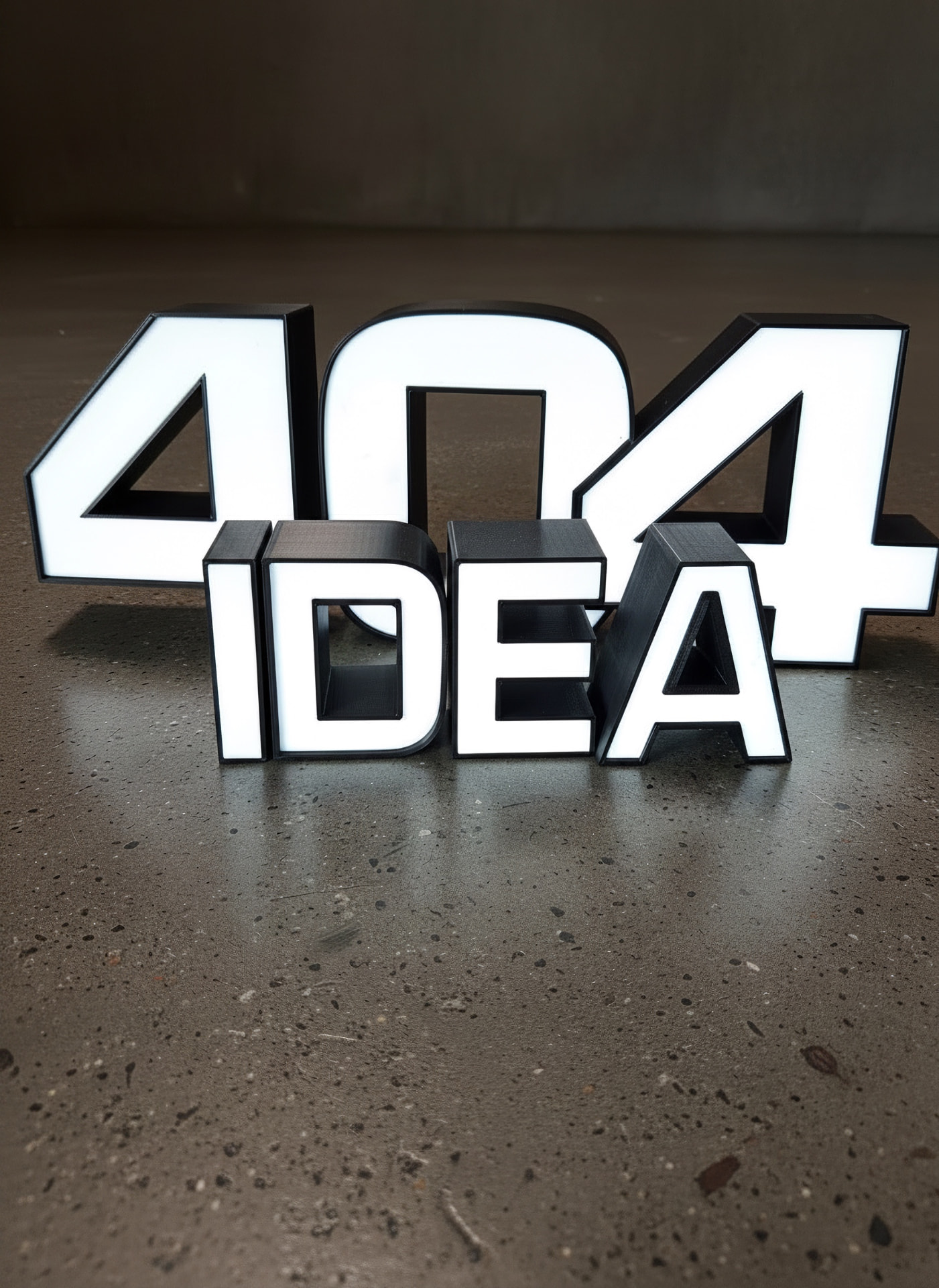 Versione illuminata della scritta 404 IDEA