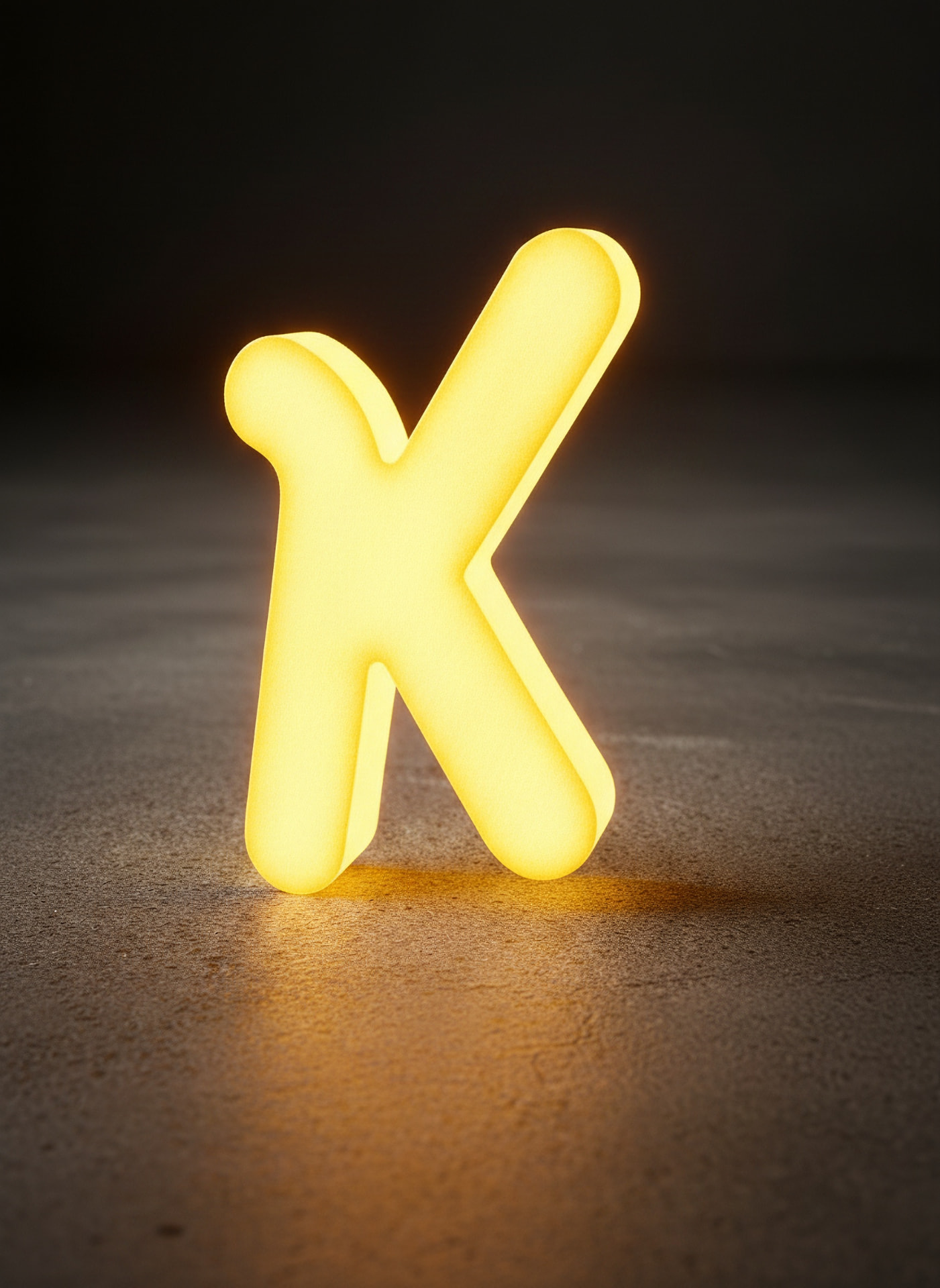 Lettera K gialla in versione illuminata