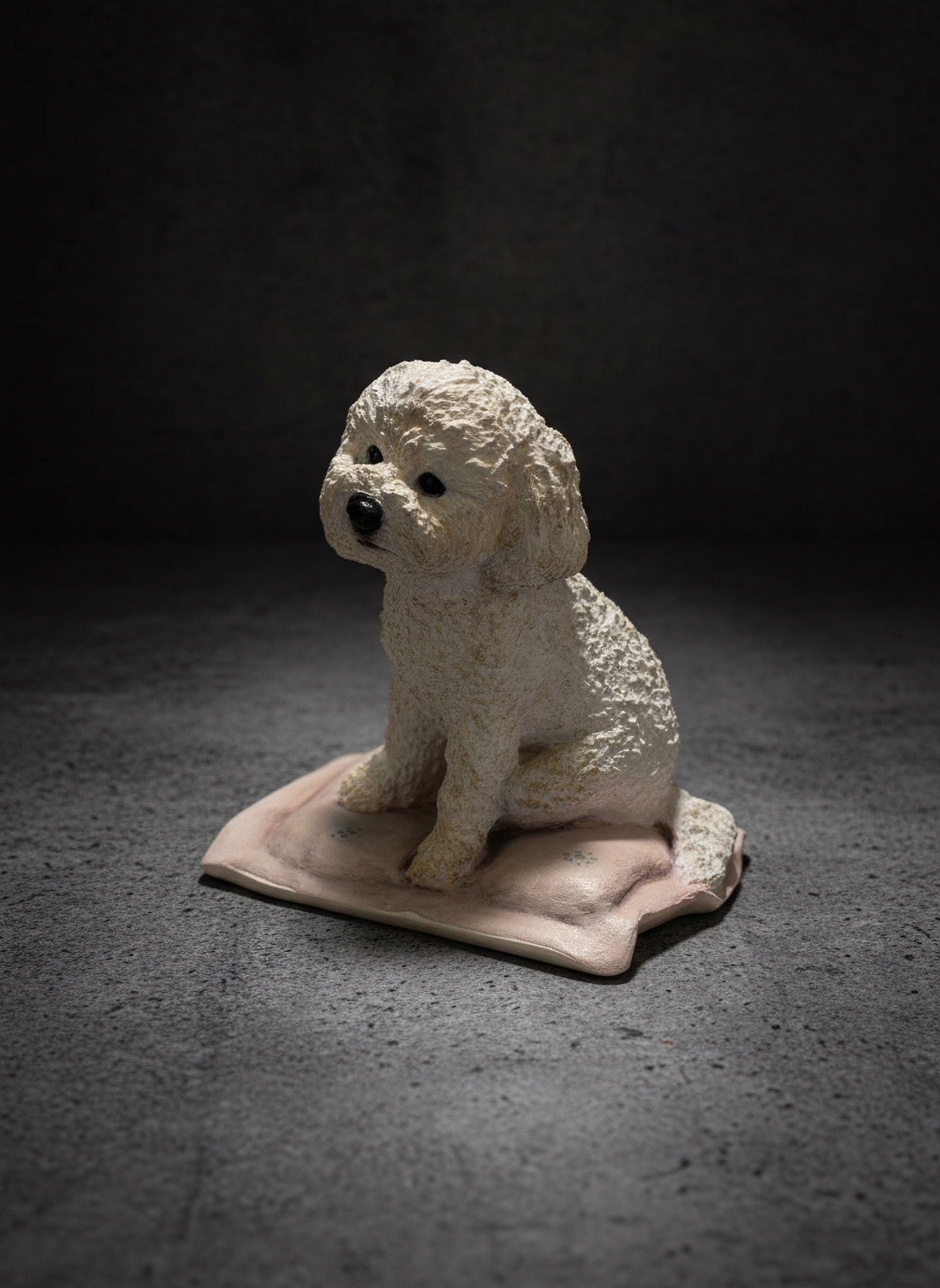 Barboncino su cuscino — ritratto 3D