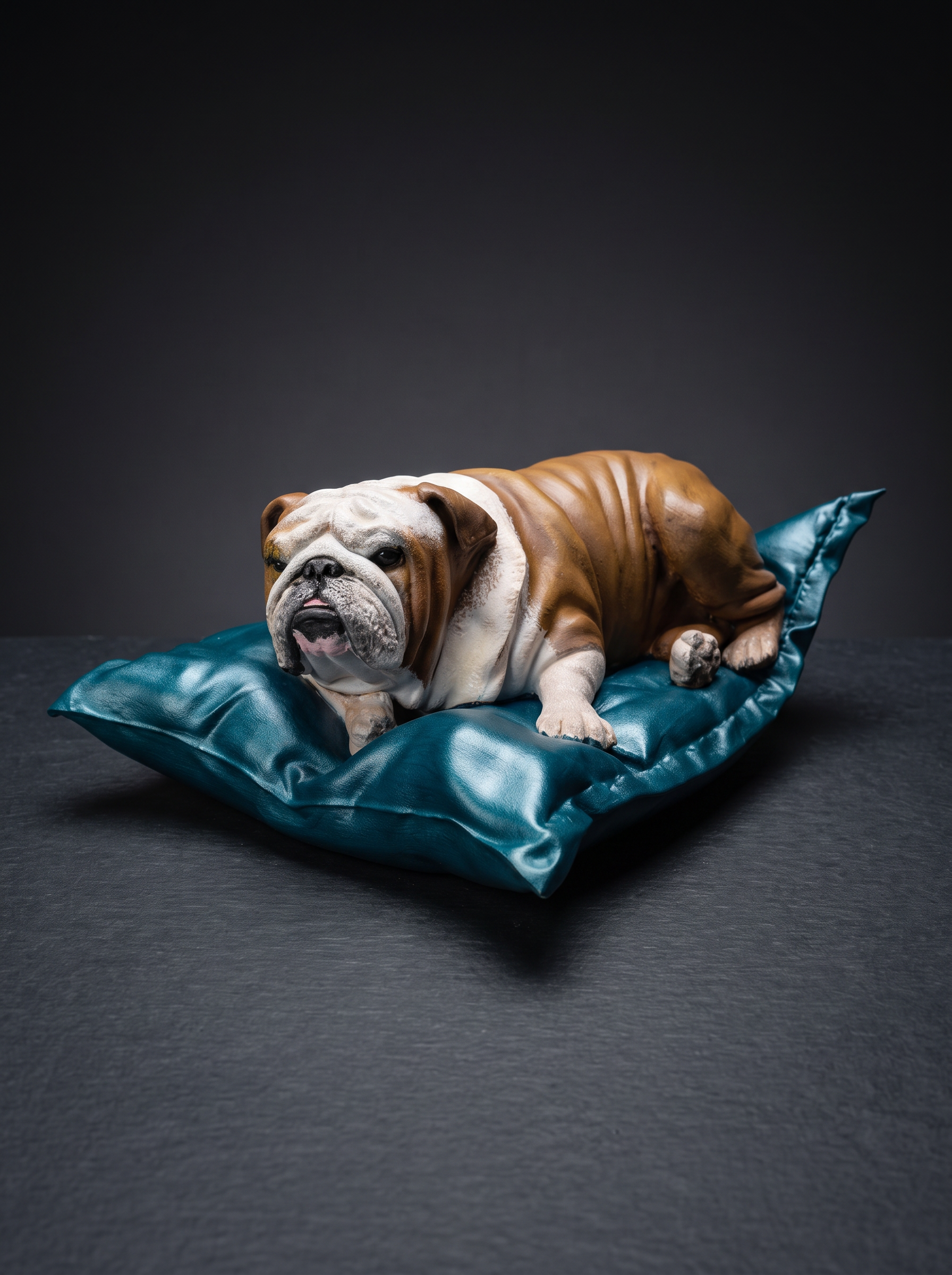 Bulldog su cuscino — riproduzione su misura