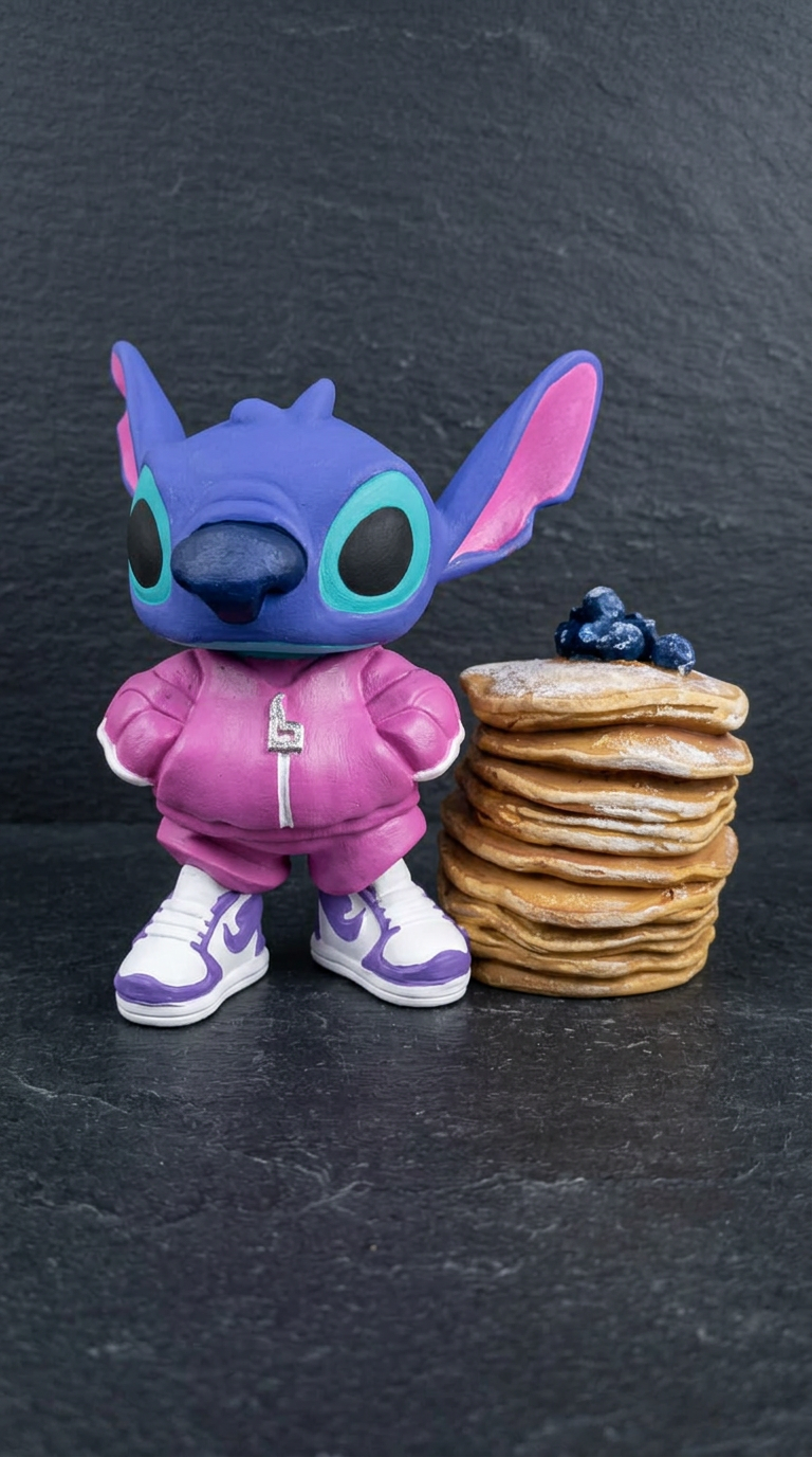 Con pila di pancake e mirtilli